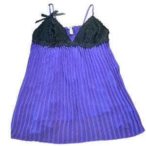 Cacique Purple Pleated‎ Lace Babydoll Lingerie Nightgown Plus Size 22 24